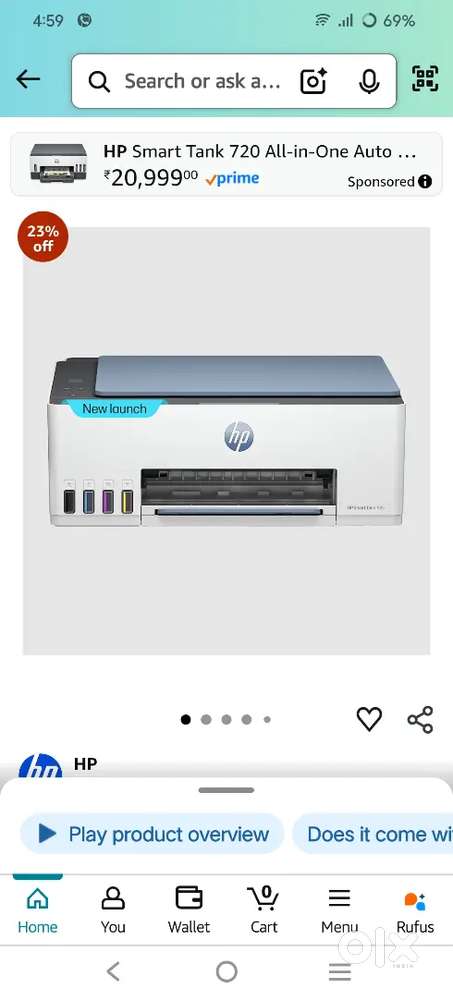 HP smart tank printer 585 only open box