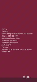 Need male packing Picker in Gachibowli