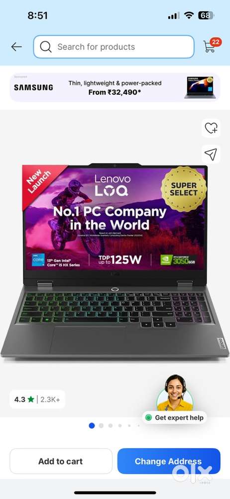 Lenovo LOQ i5 13 gen 16 gb ram snd 6 gb 3050 gb unused condition