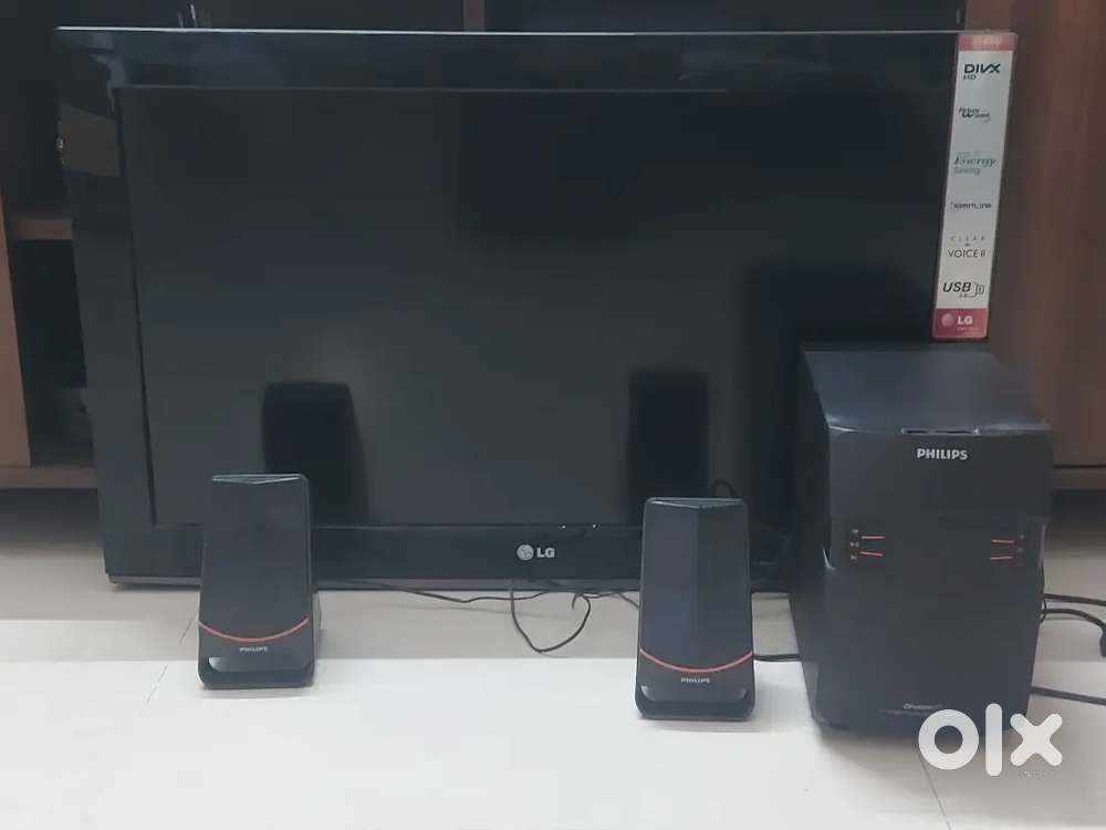 36 inch LG TV with Phillips Bluetooth speaker