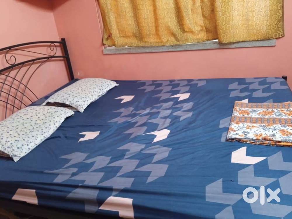 Pepperfry Metal Queen Size Bed in Black Finish