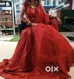 Red  marron. Sequence lehnga with heavy flare