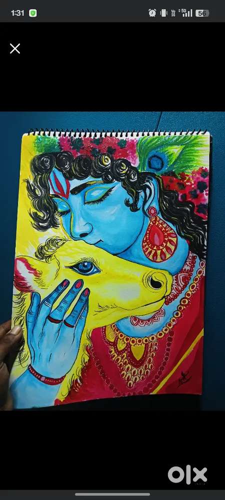 homemade lord Krishna painting