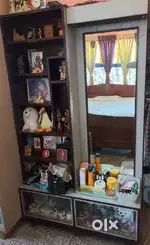 Wooden Dressing table with storage and attached showcase