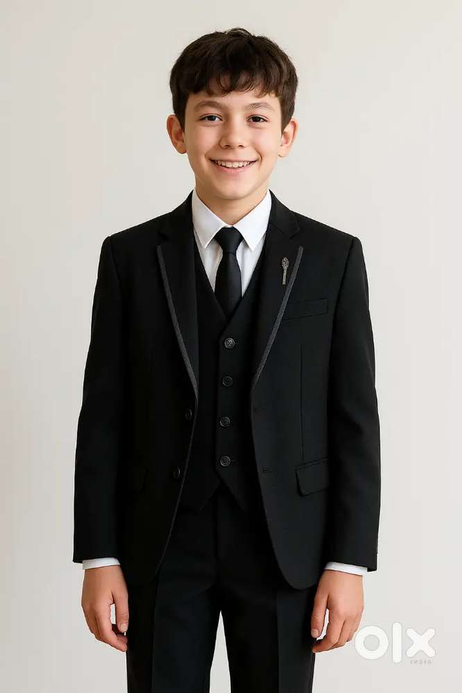 Stylish Black 4-Piece Suit for Boys Perfect for Functions & Parties