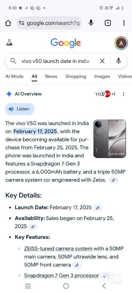 Vivo v50 grey colour