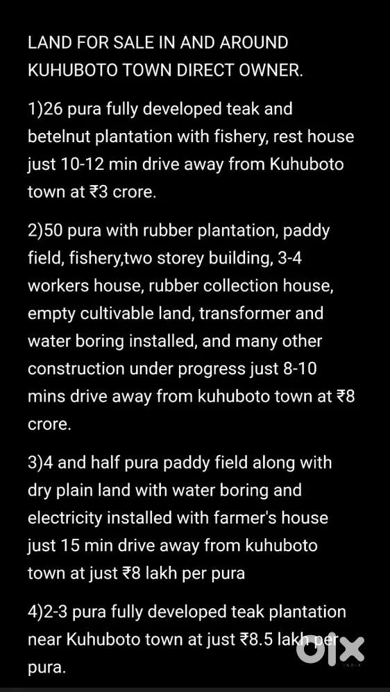 Land for sale in and around Kuhuboto town