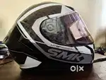 SMK GL216 Two-Wheeler Helmet - Gloss Black with White/Grey Graphics
