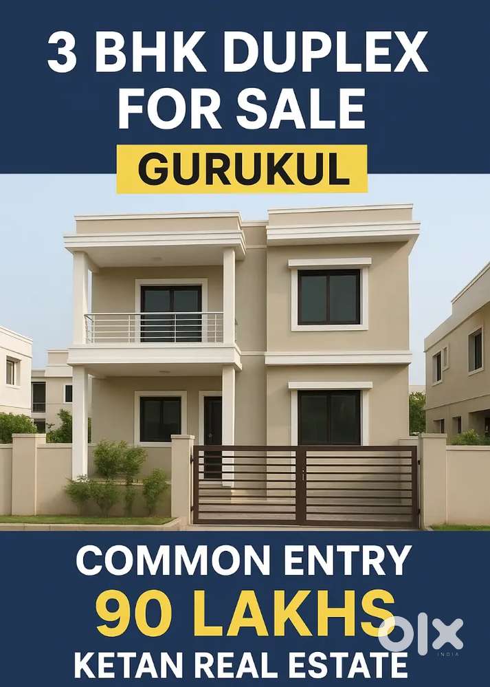 3 BHK Duplex For Sale Gandhidham Gurukul Common Entry.