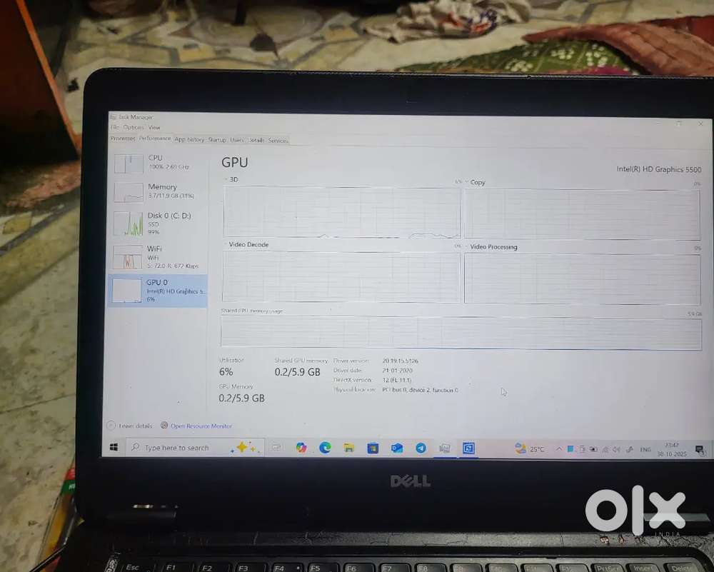 Dell laptop i5 5th generation  6GB graphic card 12gb ram