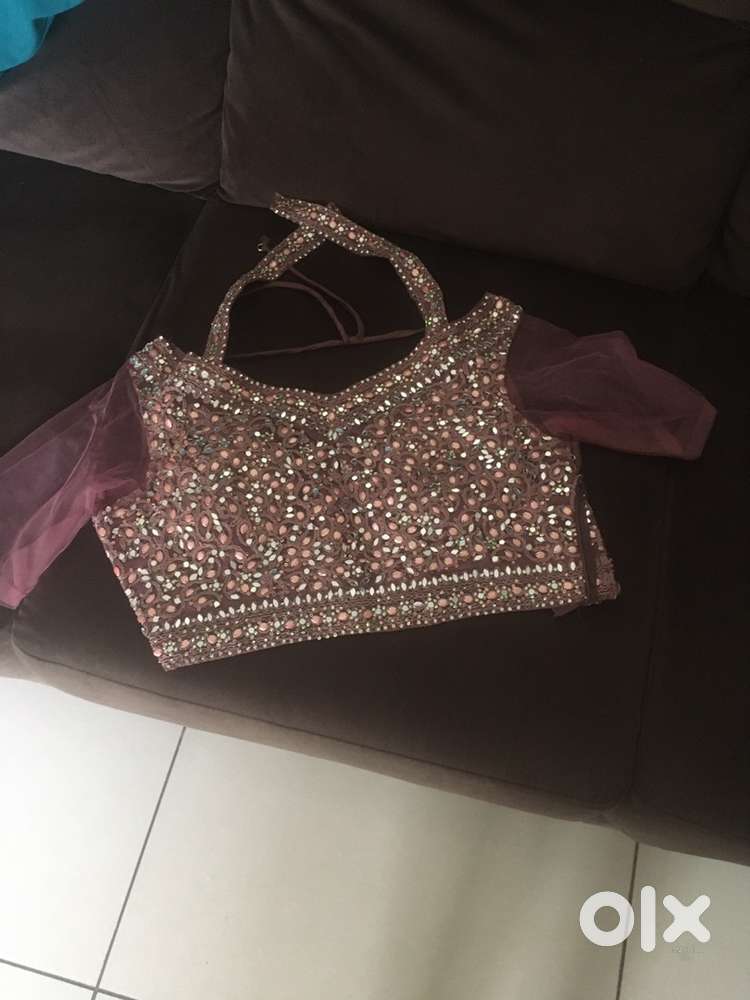 Mauvish brown lucknowi lehenga