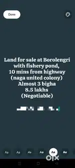 Land for sale near four lane borolengri