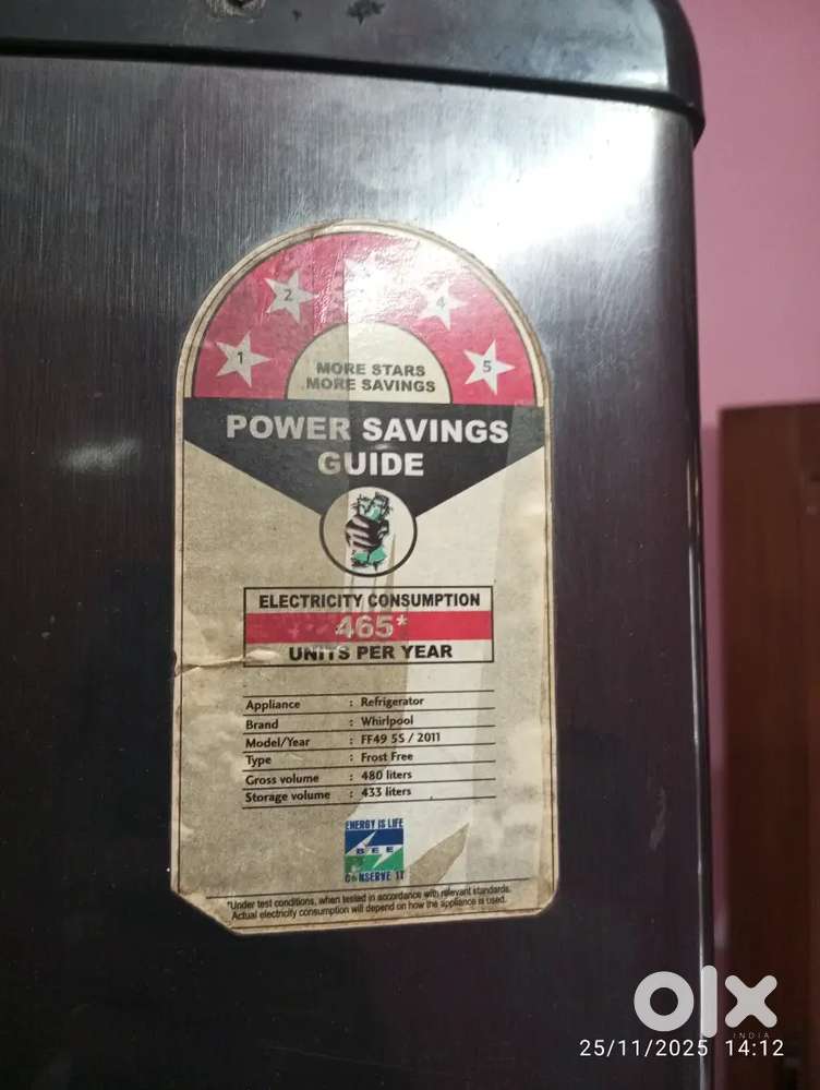 Double door whirlpool 480 litre