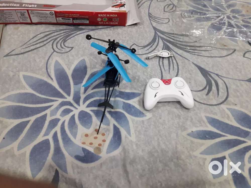 Remote control helicopter it is recharge and we give it command flying