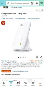 TP-Link AC750 Wifi Range Extender  Up to 750Mbps  Dual band