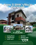 New 3 BHK Villa in Derebail near Nagakanika Temple.