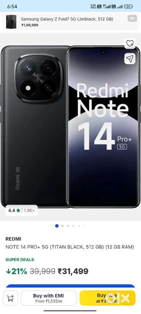 Redmi note 14 pro plus 12gbx512gb.
