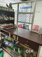 Reception/Clinic/Office Table with Glass Racks & Cash Drawer