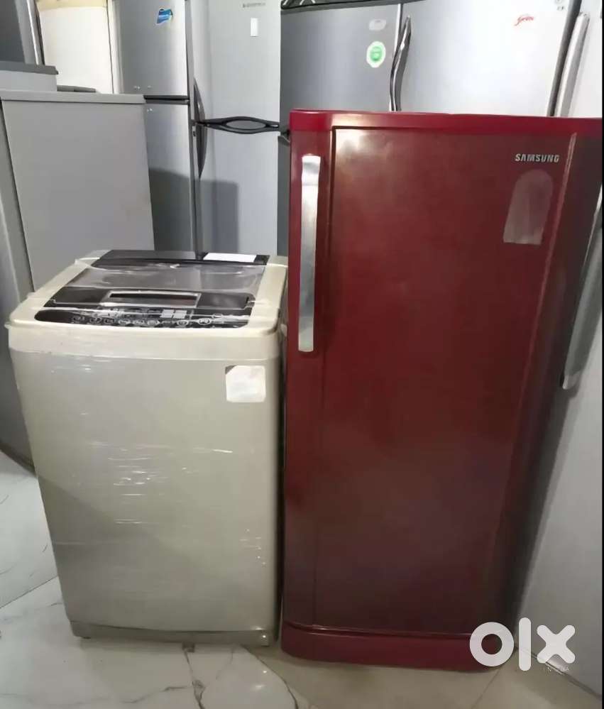 Single door refrigerator. LG top load fully automatic washing machine