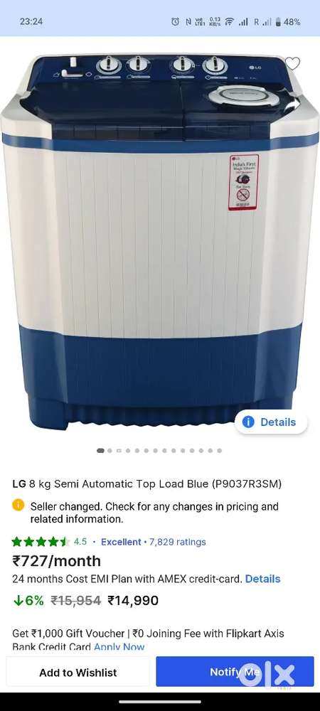 8KG Semi Automatic Washing machine LG
