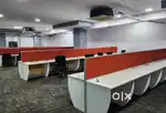 Used Office workstation. Office floor mat. Glass partition