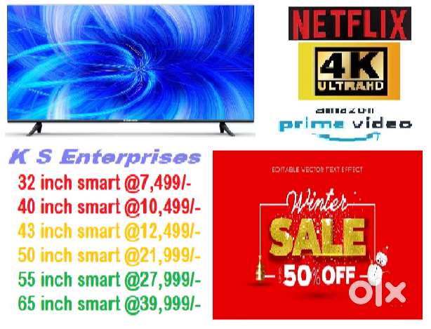 65 INCH SMART, ORIGNAL 4K,VOICE COMMAND,BLUE TOOTH LED IN 39,999/-ONLY