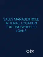 Sales manager for TWO wheeler loans in NBFC