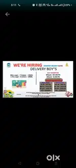 Arjent required delivery boys full time and part time