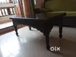 Antique finish table with granite table top and carving for sale