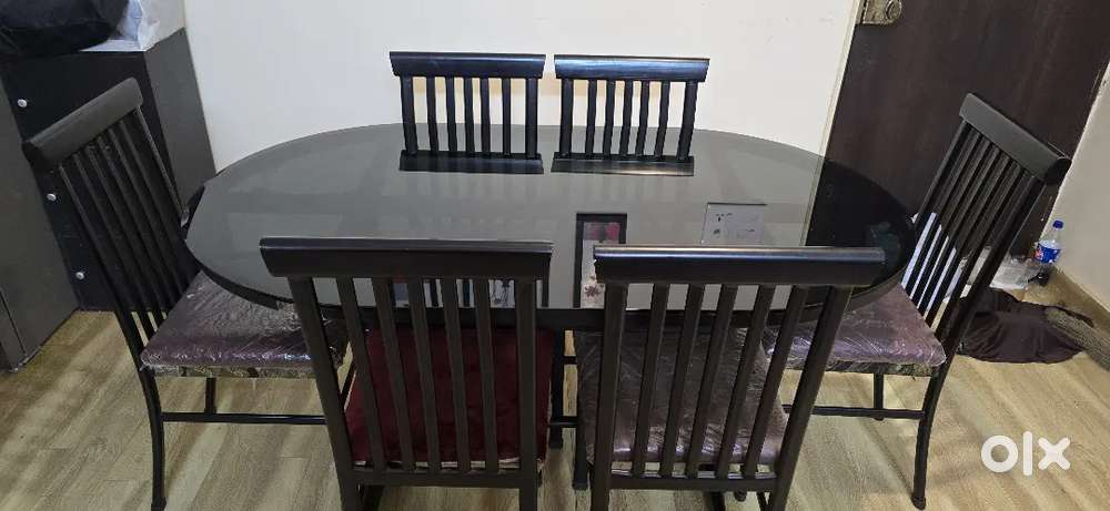 **URGENT SALE** 6-Seater Glass Top Dining Table Set for Sale