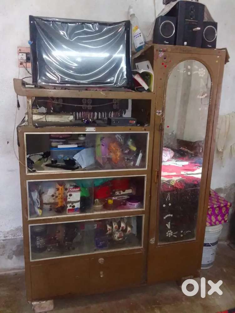 Steel Showcase + steel almari + wooden wardrobe