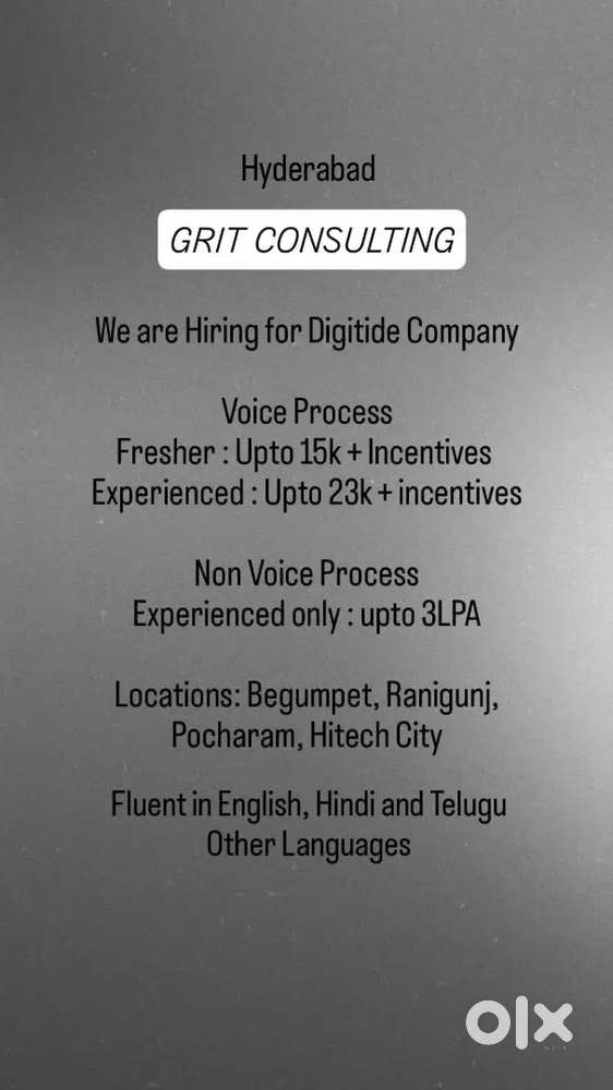 In Hyderabad Hiring for Domestic Voice and Non Voice