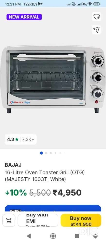 Bajaj 16 litre oven toaster grill (OTG)