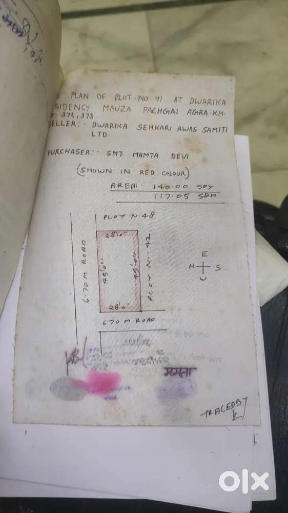 140gaj plot, 2 side facing, 2side road of 6.7m, dwarka residency, agra