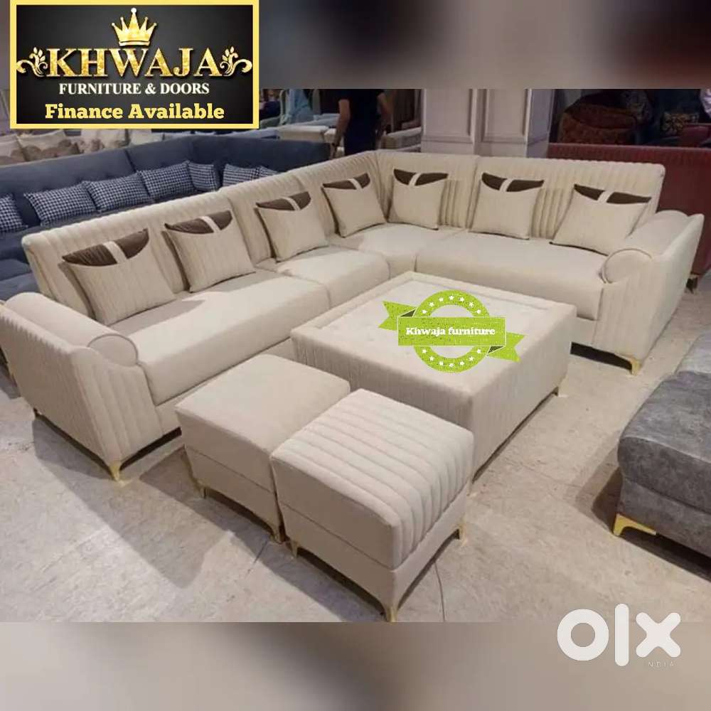 Khwaja furniture. Designer L Cornor Sofa Set. Bajaj finance available