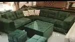 L shape sofa set with designing handle with beautiful pillows