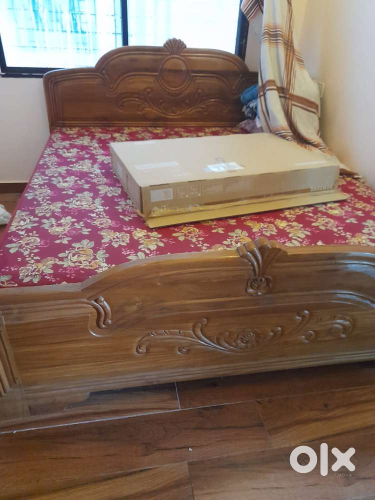 Wood bed almost 1 year old king size for sale