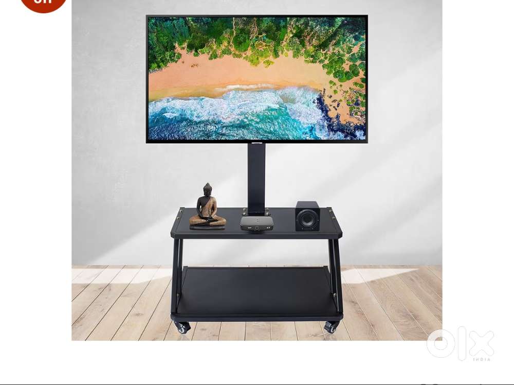 D&V Engineering Floor TV Stand with Height Adjustable Mount