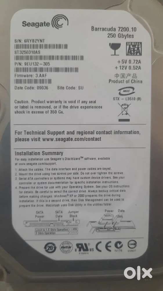Seagate 250gb Internal Hard disk