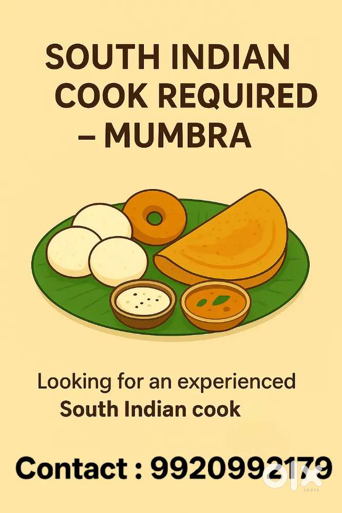South Indian Cook Required