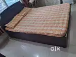 Queen Size Bed with storage box along with 1 mattress and 2 pillows