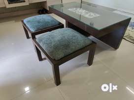 Center Table with Two Pouffes