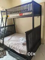 Pure teakwood Double bed with upper cabin