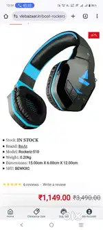 Bluetooth headset Boat Rockerz 510 in Good condition.Type C port
