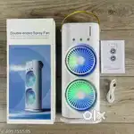 Double-Ended Spray Fan with LED Lights Portable & Rechargeable