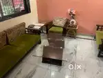 6 seater wood sofa set with glads center table