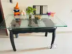 Glass top center table and Sofa set wodeen