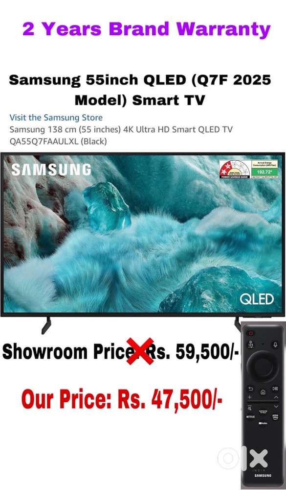 BrandNew Samsung 55inch QLED ( Q7F Model)Smart voice Control TV@20%OFF