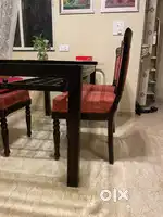 6 Seater Wooden Dining Table with Glass Top