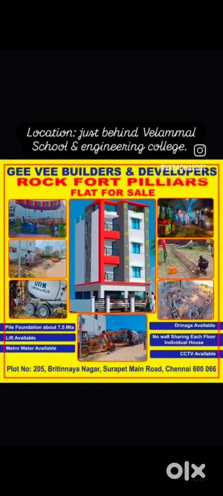 Surapet Flats for sale,property located just behind Velammal school